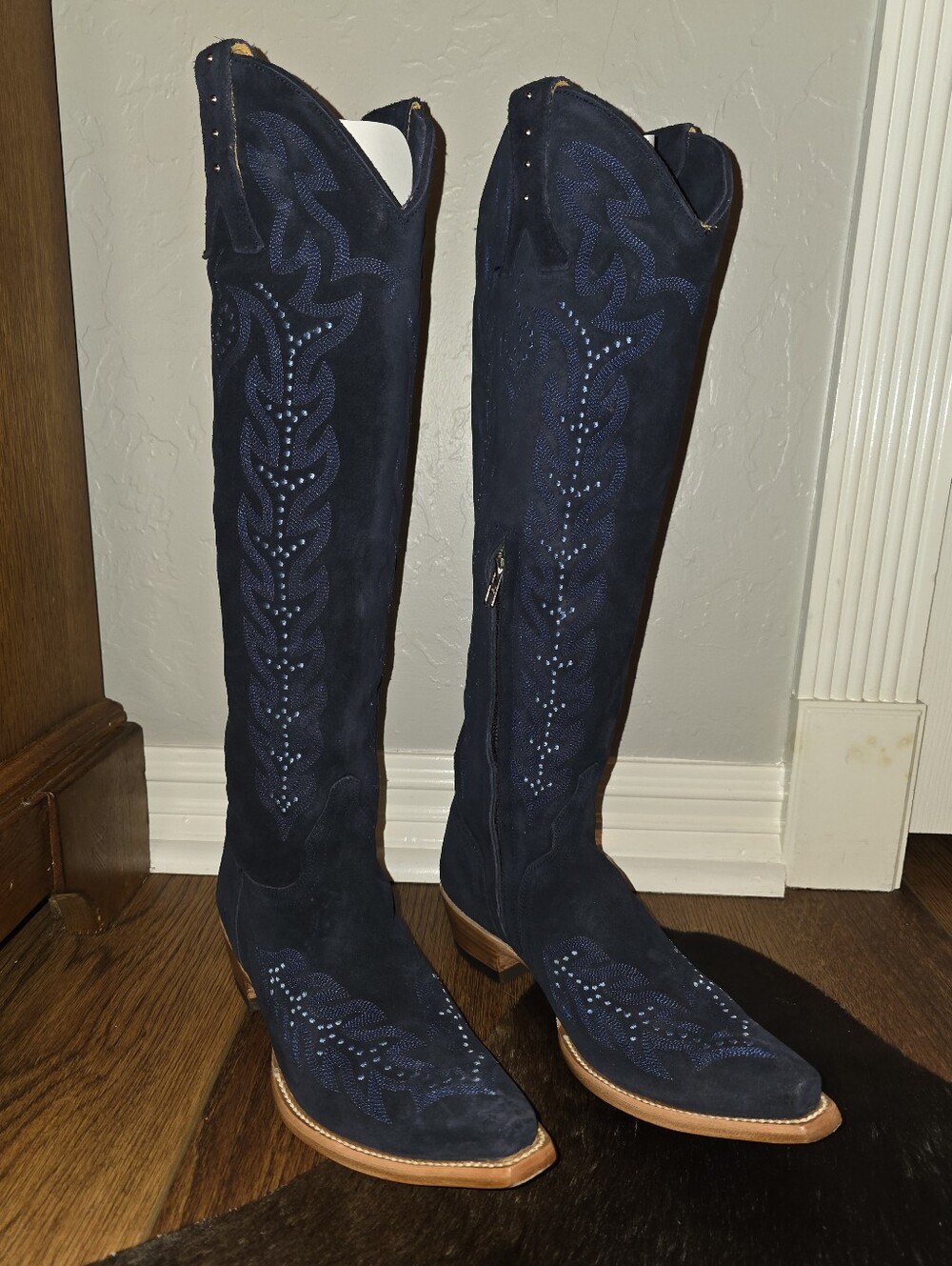 Old Gringo Blue Suede Tall Jager Boots, Women's 7.5 (Fit Like Mayra's)